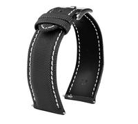 20mm 21mm 22mm 23mm 24mm Nylon Leather Watchband Compatible With Tag Heuer Citizen Seiko No.5 WATCH Men Women Canvas Fabric Watch Strap(White line-S pin,21mm)