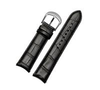 20mm 21mm 22mm Curved End Genuine Leather Watchband Compatible With Tissot Citizen seiko mido Arc Mouth men Blue Watch Strap Universal Belt(Black Gray,21mm)