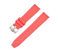 20mm 21mm 22mm No Gaps Curved End Rubber Watch Band Compatible With Rolex Submariner Daytona Omega S-watch Silicone Strap Black Bracelet(Red,21mm)