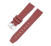 20mm 21mm 22mm No Gaps Curved End Rubber Watch Band Compatible With Rolex Submariner Daytona Omega S-watch Silicone Strap Black Bracelet(Dark red,21mm)