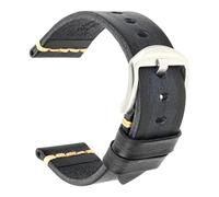 20mm/22mm, 20cm Long, Men's Handmade Leather Strap, Vintage Style, With Pin Buckle, Replaceable Strap Accessories,Ashblack Silver,24mm