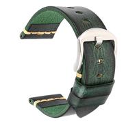 20mm/22mm, 20cm Long, Men's Handmade Leather Strap, Vintage Style, With Pin Buckle, Replaceable Strap Accessories,Green Silver,23mm