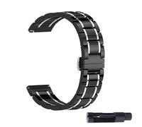 20mm 22mm 24mm Ceramic Band Smart Watch Chain Suitable for Both Men and Women(Black-Silver_24mm)