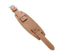 20mm 22mm 24mm PU Leather Watch Strap with Mat Bund Base, Retro Vintage Strap for Men and Women, Brown Black(Light Brown,22mm)