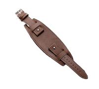 20mm 22mm 24mm PU Leather Watch Strap with Mat Bund Base, Retro Vintage Strap for Men and Women, Brown Black(Dark Brown,22mm)
