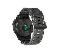 20mm 22mm 26mm Quickfit Leather Strap Bracelet fit For Garmin Fenix 7 6 5/MARQ/Instinct/Tactix(HGA128BLK-YEL,20mm)