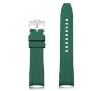 20mm/22mm Curved Lug End FKM Rubber Strap Watch Band For Men & Women for Sports & Dive Watches-Replacement （22mm Green）