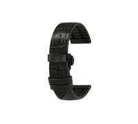 20mm 22mm Leather Rubber Metal Buckle Men's Watchband Fit for Casio Mdv107-1A MDV106-1A MDV-106(Black Black Folding,Width 22mm)