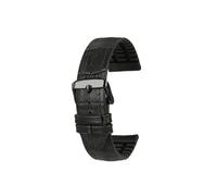 20mm 22mm Leather Rubber Metal Buckle Men's Watchband Fit for Casio Mdv107-1A MDV106-1A MDV-106(Black black pin buckle,Width 22mm)
