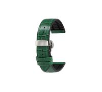 20mm 22mm Leather Rubber Metal Buckle Men's Watchband Fit for Casio Mdv107-1A MDV106-1A MDV-106(Green steel Folding,Width 20mm)