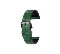 20mm 22mm Leather Rubber Metal Buckle Men's Watchband Fit for Casio Mdv107-1A MDV106-1A MDV-106(Green black pin buckle,Width 22mm)