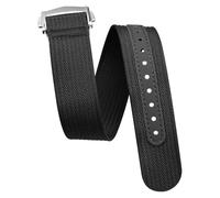 20mm 22mm Nylon Canvas Watch Strap for Omega Seamaster, One-Piece Single Pass Band with Deployment Clasp Buckle, Durable Tactical Style Replacement Watch Strap for Men & Women, Multiple Colors, Black
