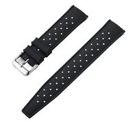 20mm 22mm TPU Rubber Strap Flat Head Universal Watch Band Ventilate Silicone Tropic Bracelet(Black,22mm)