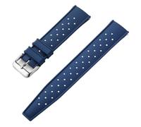 20mm 22mm TPU Rubber Strap Flat Head Universal Watch Band Ventilate Silicone Tropic Bracelet(Blue,22mm)