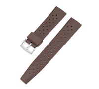 20mm 22mm TPU Rubber Strap Flat Head Universal Watch Band Ventilate Silicone Tropic Bracelet(BROWN,20mm)