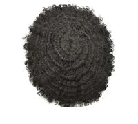 20Mm Afro Curly Thin Skin Full PU Men Toupee Black Male Wig 100% Human Hair Capillary Prosthesis Replacement 120 6x9#10mm Wave 1B