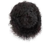 20Mm Afro Curly Thin Skin Full PU Men Toupee Black Male Wig 100% Human Hair Capillary Prosthesis Replacement 120 7x10#Water Curl 1B