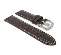 20mm Alligator Pattern Smartwatch Band Strap fits Motorola 360 (42mm Case) & Many More, Leather, Brown, White Stitching, Large Buckle
