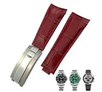20mm Arc End Leather Watchband Suitable For Submariner GMT Bamboo Grain Green Blue Brown Cowhide Watch Strap Bracelets