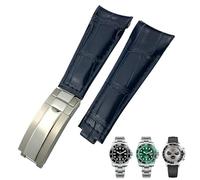20mm Arc End Leather Watchband Suitable For Submariner GMT Bamboo Grain Green Blue Brown Cowhide Watch Strap Bracelets