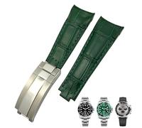 20mm Arc End Leather Watchband Suitable For Submariner GMT Bamboo Grain Green Blue Brown Cowhide Watch Strap Bracelets