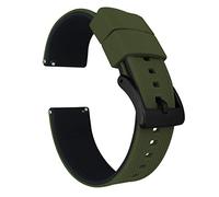20mm Army Green/Black - BARTON Elite Silicone Watch Bands - Black Buckle Quick Release