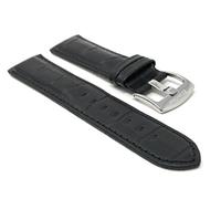 20mm Black Alligator Style Smartwatch Band Strap fits Motorola 360 (42mm Case) & Many More, Leather, Stainless Steel Buckle