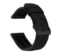 20mm Black - BARTON Leather and Rubber Hybrid Watch Bands with Integrated Quick Release Spring Bars & Black Buckle - Black PVD hardware - Choose Strap Color & Width
