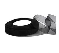 20mm Black Organza Ribbon for Gift Wrapping, 45M Chiffon Ribbon for Ribbon Birthday Gift, Thick Ribbon for Hair Bow, Christmas, Wedding, DIY Crafts, Car Decoration, Florist Flower