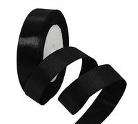 20mm Black Ribbon for Gift Wrapping,22m Fabric Thick Satin Ribbon Black Bow for Gift Wrapping,Ribbons for Balloons,Crafting,Hair,Bouquets,Wedding, Car,Presents,Cake,Christmas Party Decorations