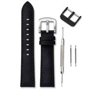 20mm Black Sailcloth Canvas Watch Strap & 18mm Matt Black Buckle | Spring Bars & Tool Included