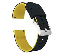 20mm Black/Yellow - BARTON Elite Silicone Watch Bands - Quick Release - Choose Strap Color & Width