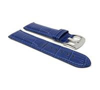 20mm Blue Alligator Style Smartwatch Band Strap fits Motorola 360 (42mm Case) & Many More, Leather, Stainless Steel Buckle