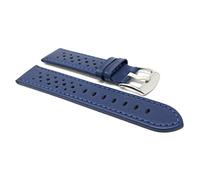 20mm Blue Smartwatch Band Strap fits Motorola 360 (42mm Case) & Many More, Leather, Vented Racer, Stainless Steel Buckle