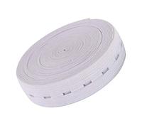 20mm Buttonhole Elastic Band - 1m Adjustable Stretch Flatback Sewing Tape with Holes for Trousers, Maternity Clothes, Skirts, Shorts, Pants, DIY Crafting & Waistline - White