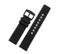 20mm Canvas Cow Leather Nylon Watch Strap, Compatible With Citizen AW5005 Seiko Timex Hamilton, Army Green Khaki Men Replacement Bracelet(Black-black buckle)
