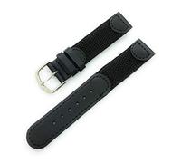 20mm Canvas Nylon Leather Watch Band Swiss Army Style (Black)