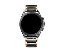 20mm Ceramic+Metal Strap For Samsung Galaxy 7/6/5/4 40 44mm Classic 43 47mm Bracelet,22mm For Huawei Watch GT6 GT5 Pro 46mm(Rose gold black,For Galaxy 5 pro 45mm)