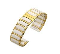 20mm Ceramic+Metal Strap For Samsung Galaxy 7/6/5/4 40 44mm Classic 43 47mm Bracelet,22mm For Huawei Watch GT6 GT5 Pro 46mm(Gold white,20mm)