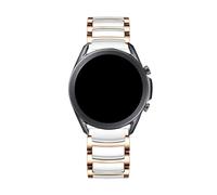 20mm Ceramic+Metal Strap For Samsung Galaxy 7/6/5/4 40 44mm Classic 43 47mm Bracelet,22mm For Huawei Watch GT6 GT5 Pro 46mm(Rose gold white,22MM)