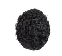 20mm Curly Toupee for Men 0.1mm PU Skin Base Hair Breathable Black Human Hair Replacement Systems Unit Hairline Fine(6"x8")
