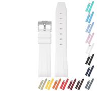 20mm Curved End Rubber Band For Rolex Daytona And GMT, Replacement Watch Bands With Buckle For Rolex Watches Silicone Rubber Watch Strap - Multiple Colors (White)