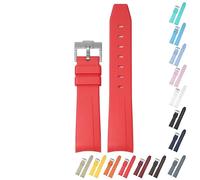 20mm Curved End Rubber Band For Rolex Daytona And GMT, Replacement Watch Bands With Buckle For Rolex Watches Silicone Rubber Watch Strap - Multiple Colors (Red)