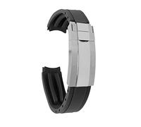 20mm Curved End Rubber Watch Band with Deployment Clasp for Rolex Submariner, Daytona, Ghost, Yachtmaster & More, Bandini Curved Rubber Watch Strap, Waterproof, with Clasp or Without, 20mm, Rubber, no