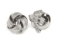 20mm D/Silver Tone Textured Knot Clip On Earrings