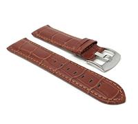 20mm Dark Tan Alligator Style Smartwatch Band Strap fits Motorola 360 (42mm Case) & Many More, Leather, Stainless Steel Buckle