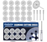 20MM Diamond Cutting wheel for Dremel Rotary Tool, 20Pcs Cutting Discs with 3mm Mandrel for cutting Stone, Glass, Ceramic, Tile, Marble, Plastic