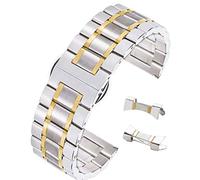 20mm Durable Stainless Steel Band Watch Bracelet with Easy Release Deployment Buckle Two Tone Silver&Gold