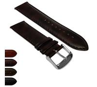 20mm Extra Long Genuine English Calf Grain Leather Watch Strap Padded SS Buckle XL Dark Brown