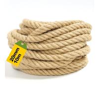 20mm Extra Thick Jute Rope, 10m (33ft) Strong Natural Garden Rope for Rustic Décor, Stair Railing, Crafts & Outdoor Projects - Durable Thick String Made of Natural Jute Fiber